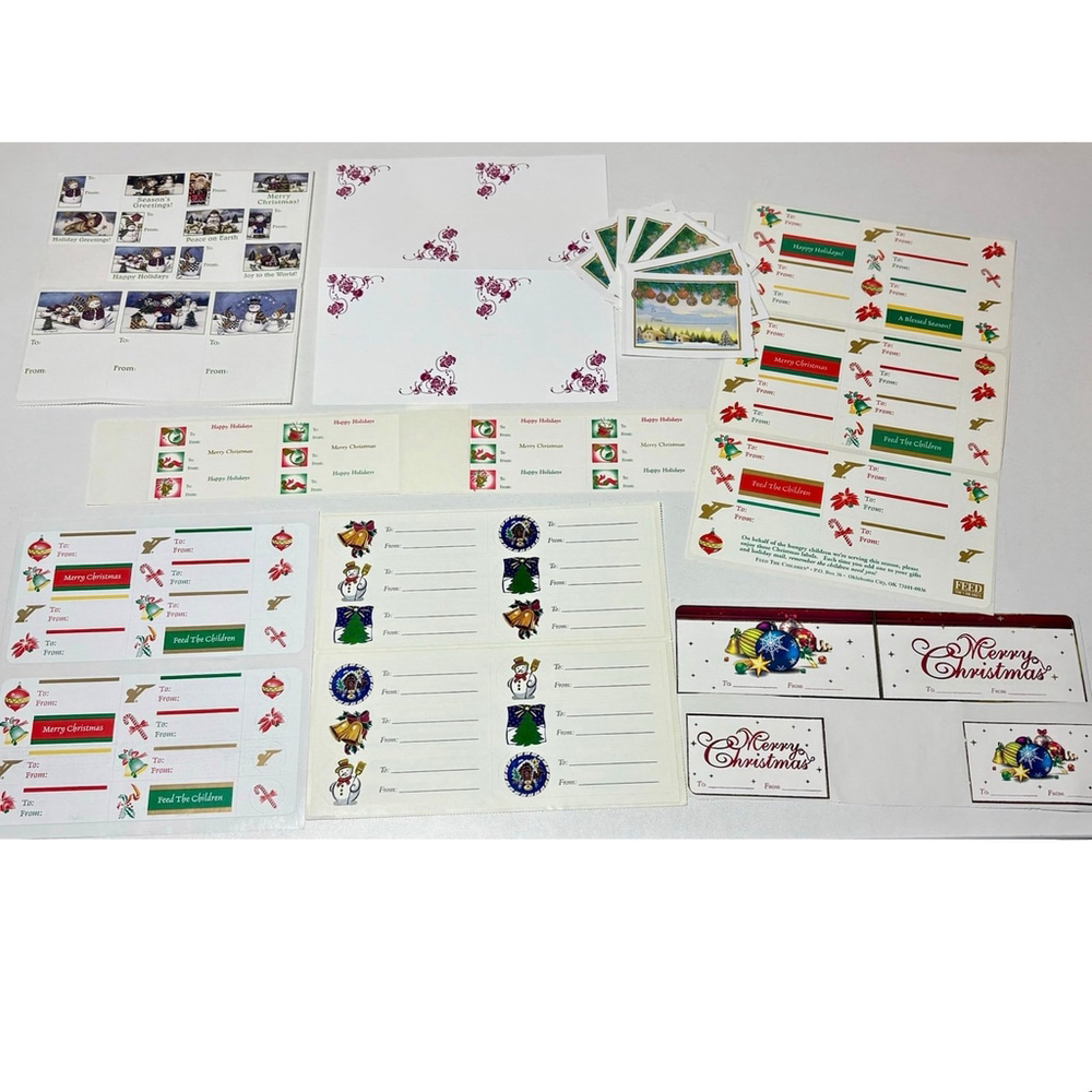 Lot of 70+ vintage Christmas to / from gift tag stickers